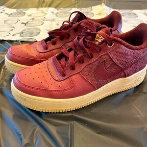 Nike Air Force One red and maroon. Youth size 5 1/2.